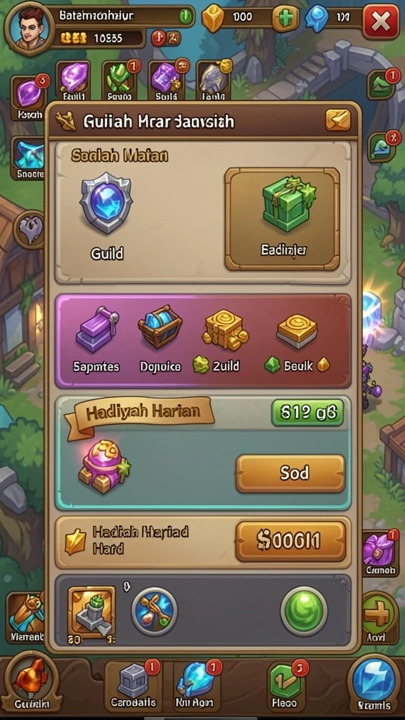 Screenshot dari sistem reward yang menggembirakan.