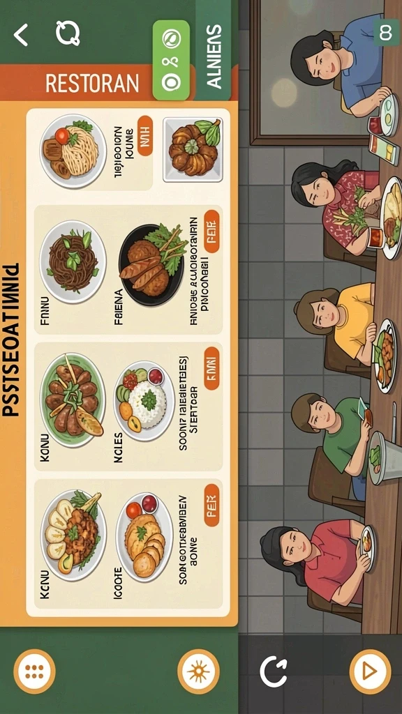 Tampilan gamifikasi yang menarik dan penuh warna.