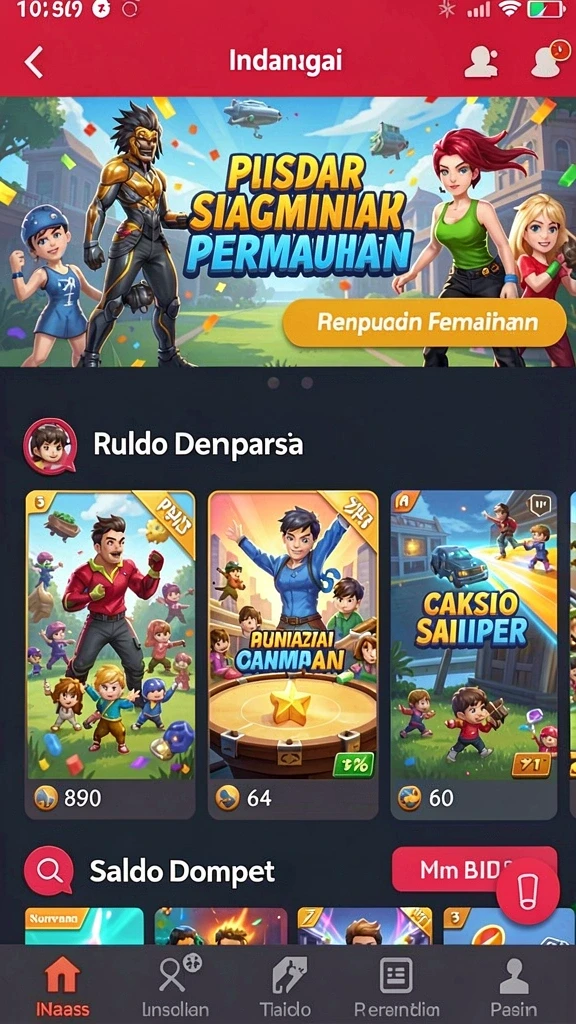 Screenshot menunjukkan dunia fantasi yang luas dan penuh warna.